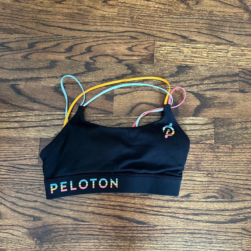 Peloton Black Bra with Multicolor Straps size xs